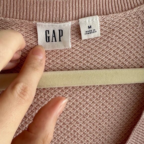 GAP Blush Pink V-Neck Women's Sweater, High-Low Lightweight Knit Sweater, Med - Picture 7 of 16